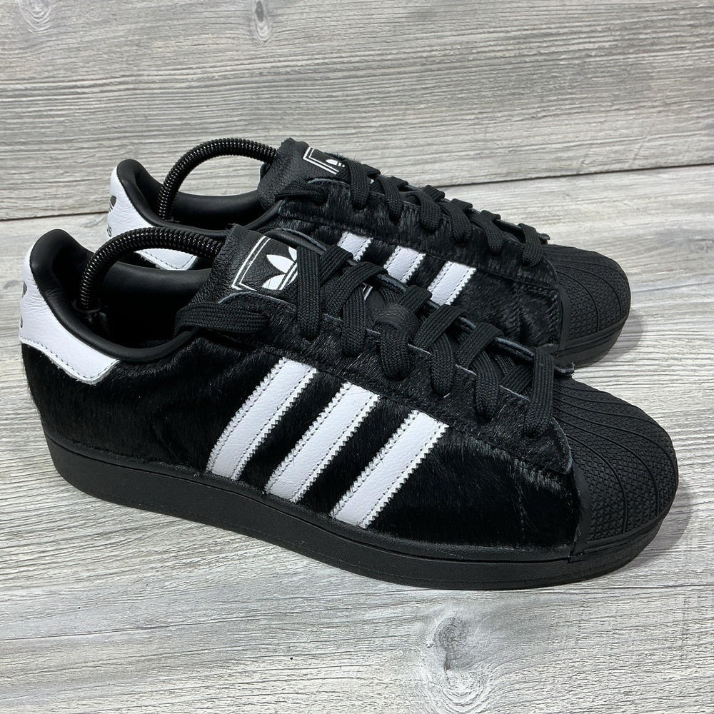 Adidas Superstar II W "Fur" Women's Shoes Size 9.5 Core Black/White JH9475